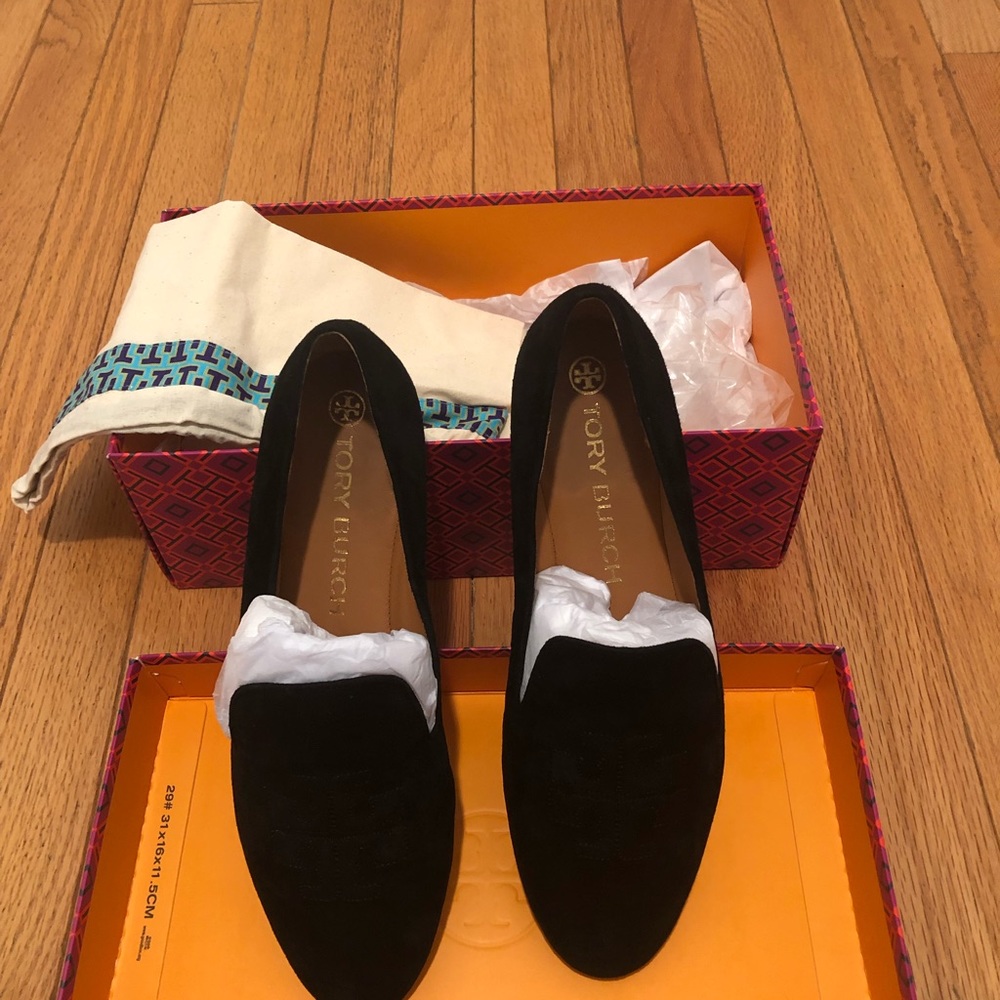 Tory Burch Ruby Suede Smoking Slippers